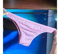 Soft Ice Silk Jacquard Men's Low Waist Briefs Underwear Breathable Essentials (L Pink)