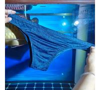 Soft Ice Silk Jacquard Men's Low Waist Briefs Underwear Breathable Essentials (M Blue)