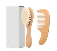 Soft Infant Hair and Scalp Brush Set Natural Beechwood and Wool for Gentle Cleaning Nurturing Massage Tool Baby Grooming Tools
