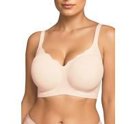 Soft Intention Scalloped Wireless Bras for Women No Underwire Supportive Wireless Push Up Full Coverage, Pinknude, XXL