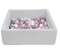 Soft Jersey Baby Kids Children Ball Pit with 150 Balls, Gift, 90x90 cm (Balls Colours: White,Light Pink,Grey)