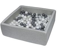 Soft Jersey Baby Kids Children Ball Pit with 300 Balls, Gift, 90x90 cm (Balls Colours: White, Pearl, Grey)