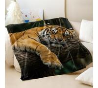 Soft Jungle Orange Stripe Bengal Tiger Printed Flannel Blanket, Super Soft Cozy Throw Blanket for Sofa and Bed, Perfect Home Decor for Adults and Kids (01,200x200cm)