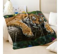 Soft Jungle Orange Stripe Bengal Tiger Printed Flannel Blanket, Super Soft Cozy Throw Blanket for Sofa and Bed, Perfect Home Decor for Adults and Kids (03,200x200cm)