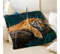 Soft Jungle Orange Stripe Bengal Tiger Printed Flannel Blanket, Super Soft Cozy Throw Blanket for Sofa and Bed, Perfect Home Decor for Adults and Kids (02,100x150cm)