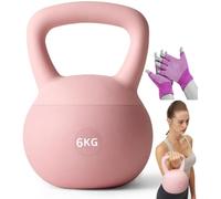 Soft Kettlebell for Women and Men Cushioned Kettle bell Anti-Slip Grip Weight for Home Workouts, Safe Strength Training Kettlebells Sets with Non-slip Gloves (Pink, 6kg)