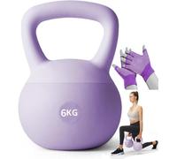 Soft Kettlebell for Women and Men Cushioned Kettle bell Anti-Slip Grip Weight for Home Workouts, Safe Strength Training Kettlebells Sets with Non-slip Gloves (Purple, 6kg)