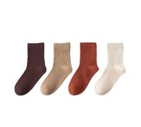 Soft Kids Crew Socks for Girls Everyday Comfortable School Socks with Slip Effect for Toddlers Non-Slip Sports Socks for Playing in Various Solid Colours, brown, 5-8 Jahre