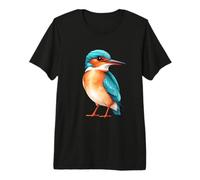 Soft Kingfisher Bird Character Illustration Premium T-Shirt