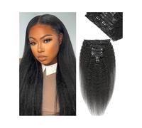 Soft Kinky Straight Clip In Extensions 100% Brazilian Human Hair Double Weft Long 120g Natural Color Long(16inches)