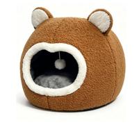 Soft Kitten Cave Cat Bed with Playful Bear Aesthetic Perfect for Indoor Cats and Small Pets Cotton 34x34x33cm (M)