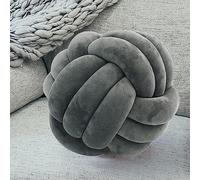 Soft Knot Ball Pillow, Short Plush Round Cushion, Plush Knot Plush Cushion for Home Decor (8.7" Gray)