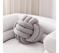Soft Knot Ball Plush Pillow, Round Throw Pillow Cushion, Handmade Grey Plush Pillow (20cm,Grey)