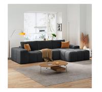 Soft L-Shaped Cloud Sofa with Premium Chenille and High-Resilience Foam, Shape-Retaining Seat with Armrests, 290L x 177W x 62H cm, Black Aosom UK