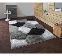 Soft Large Shaggy Rugs Modern 3D Design Carved Fluffy Rugs for Living Room Bedroom Small Floor Mats (Silver Grey, 60 x 110 cm)