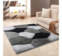 Soft Large Shaggy Rugs Modern 3D Design Carved Fluffy Rugs for Living Room Bedroom Small Floor Mats (Silver Grey, 160 x 230 cm)