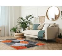 Soft Large Shaggy Rugs Modern 3D Design Carved Fluffy Rugs for Living Room Bedroom Small Floor Mats (Orange Grey, 120 x 170 cm)