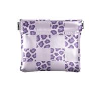 Soft Lavender Leopard Fur Print Women's Leather Coin Purse Convenient Mini Card Holder Wallet for Women Girls