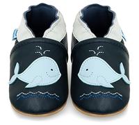 Soft Leather Baby’s Shoes - Newborn Baby’s Leather Booties with Suede Soles - First Steps Shoes - Newborn Baby’s Shoes - Shoes for Baby Boys or Girls. 0-6 months Balenottera Azzurra