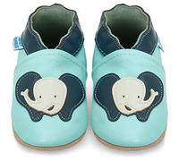 Soft Leather Baby Shoes with Suede Soles - Toddler Shoes - Infant Shoes - Pre Walker Shoes - Crib Shoes - Happy Elephant 0-6 Months