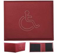 Soft Leather Disabled Badge Holder Wallet Disability Parking Badge Cover Holder by Hithika Disabled Blue Badge Display Holder (Maroon)