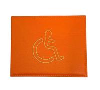Soft Leather Disabled Badge Holder Wallet - Premium Accessible Permit Holder for Disability Parking Cards, Durable Protection Case with Clear Window, RFID-Safe Travel Pass Organizer (Orange)