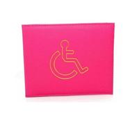 Soft Leather Disabled Badge Holder Wallet - Premium Accessible Permit Holder for Disability Parking Cards, Durable Protection Case with Clear Window, RFID-Safe Travel Pass Organizer (Pink)