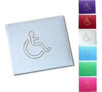Soft Leather Disabled Badge Holder Wallet - Premium Accessible Permit Holder for Disability Parking Cards, Durable Protection Case with Clear Window, RFID-Safe Travel Pass Organizer (White)