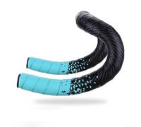 Soft Leather Feel Bike Bar Tape Perforated Breathable Grip Ribbon For Cycling Handlebars, Black Blue(Black Cyan-blue)