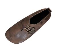 Soft Leather Flats Shoes for Womens Summer Lightweight Sneakers Fashion Retro with Button Orthopedic Trainers Breathable Sneaker Ladies Round Toe Walking Outdoor Shoe