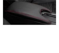 Soft Leather For Cadillac For ATS 2013 2014 2015 2016 2017 2018 2019 Car Center Control Armrest Box Elastic Band Cover CLVCCZTZGW(Black - red line)