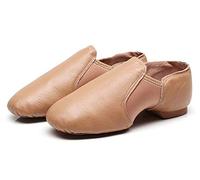 Soft Leather Jazz Shoes Light Slip on Dance Shoes for Women Men Tan 6.5 UK
