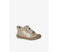 Soft leather lace-up ankle boots for baby's first steps golden yellow