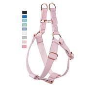 Soft Leather No Pull Dog Harness - Adjustable Step in Dog Harness with Rose Gold Heavy Duty Metal Buckle, Freedom Nylon Dog Halter Vests for Small Medium Large Dogs Easy Walking Training (Pink,M)