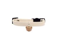Soft Leather Pet Collar, Lightweight Decorative Necklace for Cats & Small Dogs, Cute Bear Charm, Safety or Standard Buckle, 3 Milk White - Safety Buckle,M (Adjustable 20-30cm)