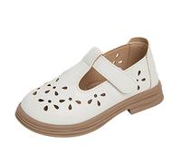 Soft Leather Shoes Children's Flexible Nursery Shoes Girls Breathable Slippers Stable Evening Shoes Openwork Girls Shoes Comfortable Party Shoes PU Leather Slippers Soft Sole Beach Shoes, White, 4 UK