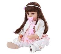 Soft Lifelike Super Cute Toddler Doll, 55cm Full Body Silicone Baby Doll, Kindergarten Kids Toy House (Brown hair)
