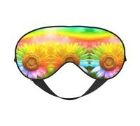 Soft Light Blocking 3D Colorful Sunflower Print Sleep Mask for Side Sleeper Women Men,Breathable Eye Mask with Adjustable Strap