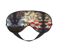 Soft Light Blocking American Flag Fire Eagle Print Sleep Mask for Side Sleeper Women Men,Breathable Eye Mask with Adjustable Strap