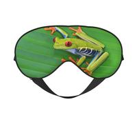 Soft Light Blocking Animal Frog Green Leaf Leaves Print Sleep Mask for Side Sleeper Women Men,Breathable Eye Mask with Adjustable Strap