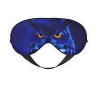 Soft Light Blocking Blue Owl Print Sleep Mask for Side Sleeper Women Men,Breathable Eye Mask with Adjustable Strap