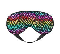 Soft Light Blocking Colorful Rainbow Zebra Print Sleep Mask for Side Sleeper Women Men,Breathable Eye Mask with Adjustable Strap