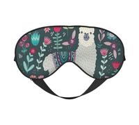Soft Light Blocking Cute Llama Floral Print Sleep Mask for Side Sleeper Women Men,Breathable Eye Mask with Adjustable Strap