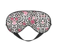 Soft Light Blocking Cute Pink Rose Mix Leopard Pattern Print Sleep Mask for Side Sleeper Women Men,Breathable Eye Mask with Adjustable Strap