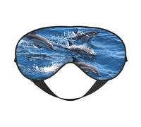 Soft Light Blocking Dolphins in The Sea Print Sleep Mask for Side Sleeper Women Men,Breathable Eye Mask with Adjustable Strap