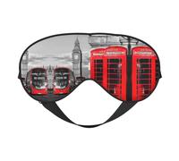 Soft Light Blocking England UK Retro London Telephone Print Sleep Mask for Side Sleeper Women Men,Breathable Eye Mask with Adjustable Strap
