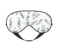 Soft Light Blocking Eucalyptus Leaves Print Sleep Mask for Side Sleeper Women Men,Breathable Eye Mask with Adjustable Strap