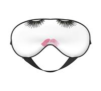 Soft Light Blocking Eyelash Lip White Print Sleep Mask for Side Sleeper Women Men,Breathable Eye Mask with Adjustable Strap