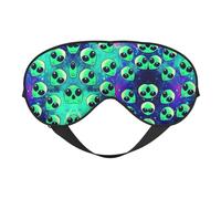Soft Light Blocking Green Alien Print Sleep Mask for Side Sleeper Women Men,Breathable Eye Mask with Adjustable Strap
