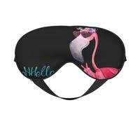 Soft Light Blocking Hello Glasses Flamingo Print Sleep Mask for Side Sleeper Women Men,Breathable Eye Mask with Adjustable Strap